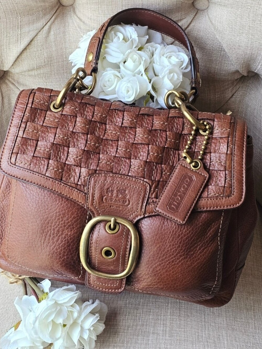 Coach Legacy Bleeker Woven Leather Sachel Handbag ( Brown ) # 12364 - Picture 3 of 15